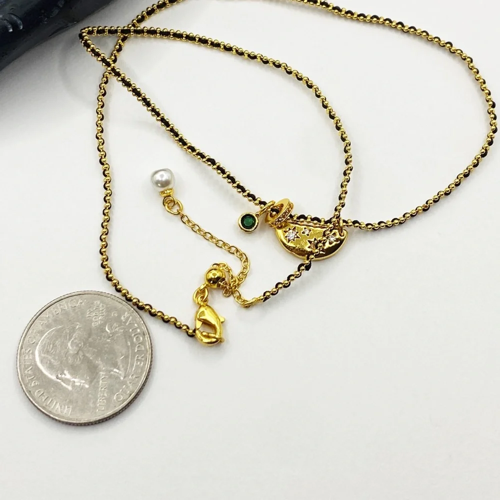 NEW Gold Crescent Moon & Star Pendant Layering Necklace